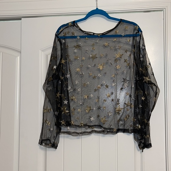 Shein Gold/Silver Stars on Mesh Top Size 1X - Picture 2 of 2